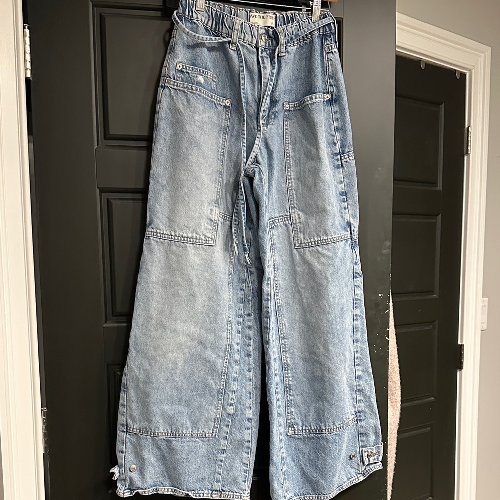 Free people Light Blue Wide-Leg Carpenter Jeans